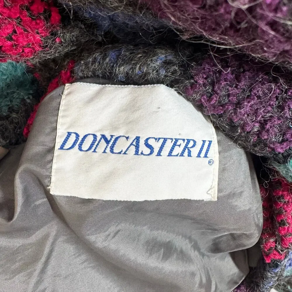 Doncaster woven mohair‎ wool soft sweater jacket Women 10 Check Print Cabincore